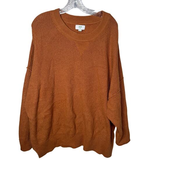 Aerie Oversized Knit Sweater Women’s XL Brown Pullover Long Sleeve Slouchy Cozy - Picture 1 of 8